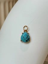 Turquoise Tear Drop Charm - Gold