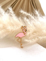 Tropical Pink Flamingo Gold Enamel Charm