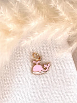 Pink Splash Whale Gold Enamel Charm