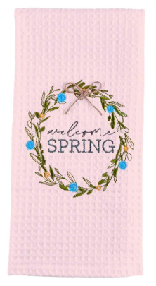 Mud Pie Easter Embroidered Towels - Welcome Spring