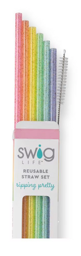 SWIG Rainbow Glitter Straw Set