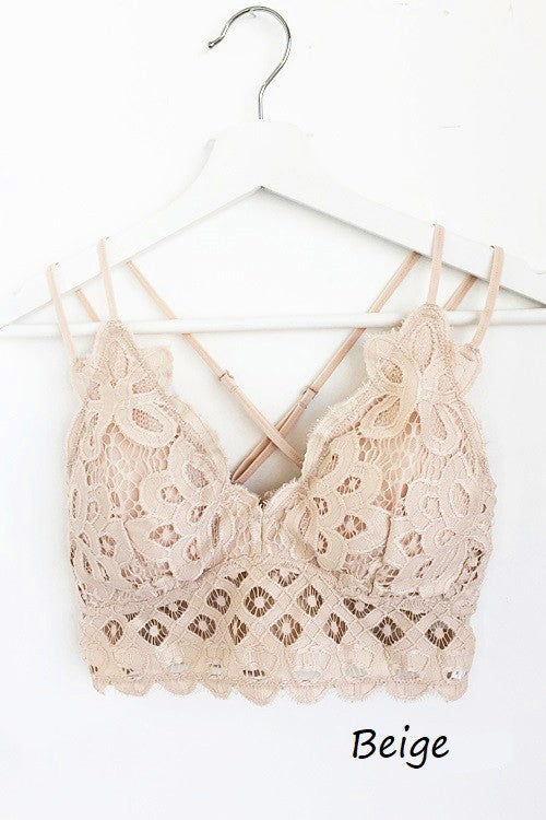 Crochet Lace Bralette - Taupe