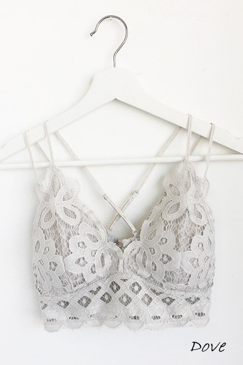 Crochet Lace Bralette - Light Gray