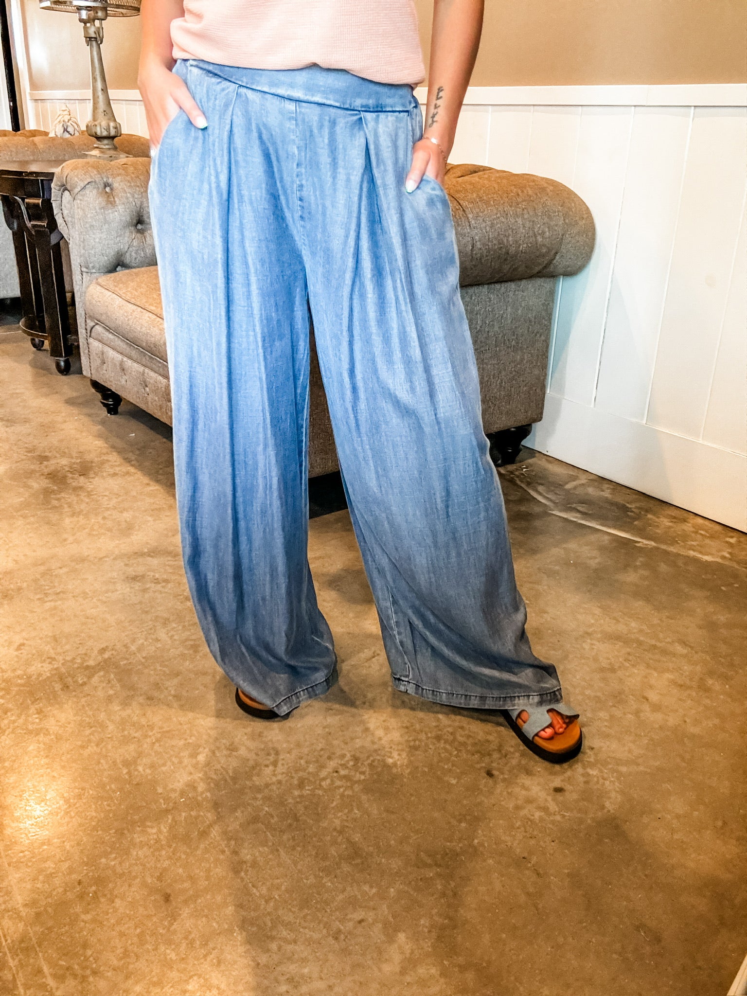 Elyse Acid Washed Pull On Pant FINAL SALE