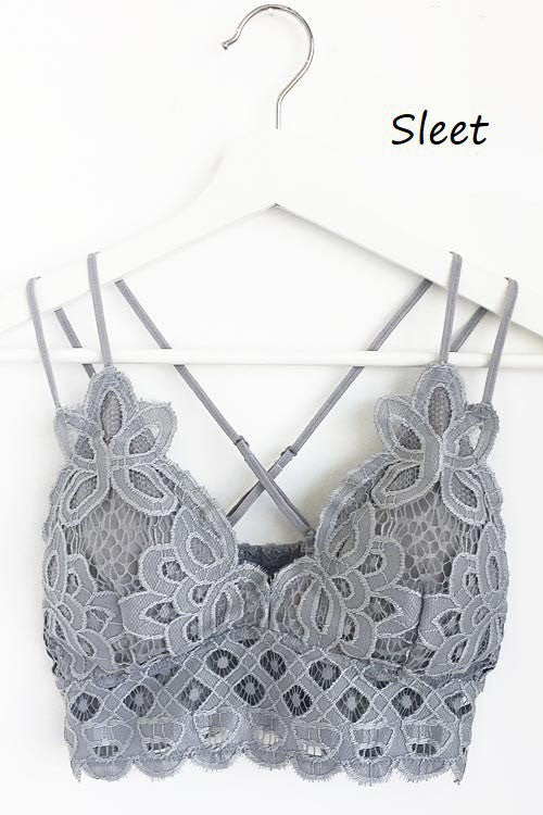 Crochet Lace Bralette - Dark Gray